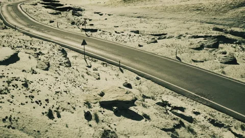 Aerial shot capturing solitude and textured desert landscape Stock Footage 340664554