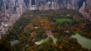 Aerial Shot Of Central Park In Fall, New York City Stock Footage