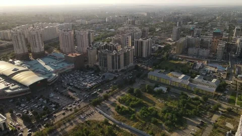 Aerial shot of the central part.Entertainment Center.Buildings.Developing city. Stock Footage 231627853