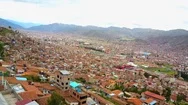 Aerial Shot Of City In The Mountains. Cusco, Peru, Latin America. Stock Footage