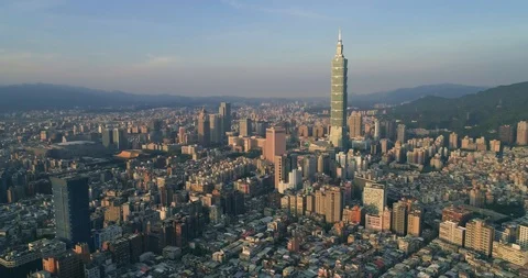 Aerial shot of City of Taipei, Taiwan Stock Footage