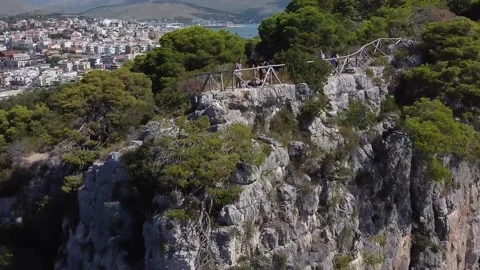 Aerial shot from cliff of Gaeta, Italy Stock Footage