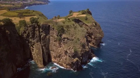 Aerial shot of cliffs and impressive rock elephant trunk Stock Footage 94384943