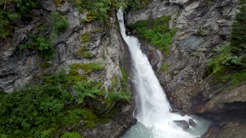 Aerial shot Close view of an alpine waterfall2 Stock Footage 159144844