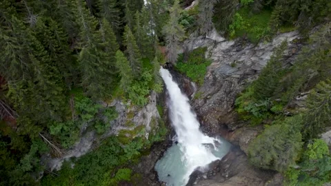 Aerial shot Close view of an alpine waterfall1 Stock Footage 159144849
