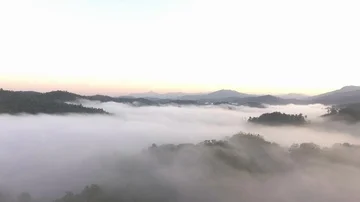 Aerial shot : cloud surfing in mountain rang sunrise background Stock Footage 85585053