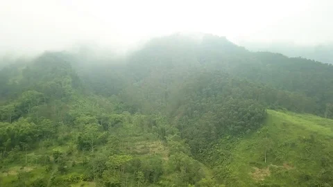 Aerial shot of clouds on Mount Merapi, Yogyakarta,Indonesia Stock Footage 92317604