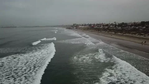 Aerial shot of cloudy beach Stock Footage 170217090