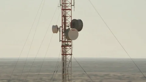 Aerial shot of a communication tower Stock Footage 79481488
