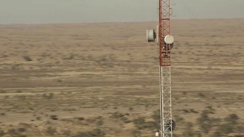 Aerial shot of a communication tower Stock Footage 79481875