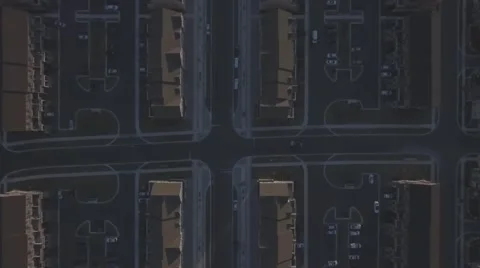 Aerial shot community looking down while rotating during sunset Stock Footage 61110265