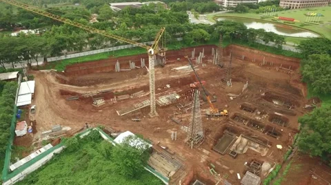Aerial shot of construction site Stock Footage 68352708
