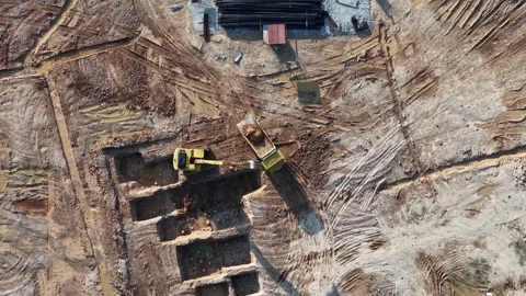 Aerial shot of construction site Stock Footage 342604979