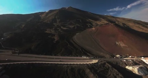 Aerial shot craning up looking towards Etna Stock Footage 77093895