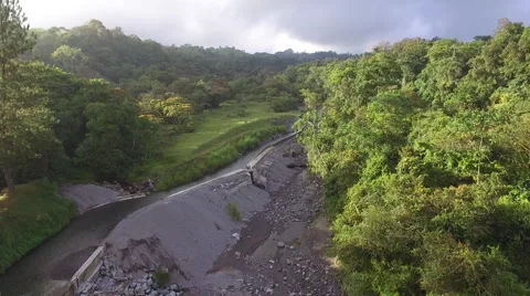 Aerial Shot of Dammed Stream Stock Footage 59846985