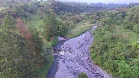 Aerial Shot of Dammed Stream Stock Footage 59847006