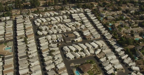 Aerial shot, day, top down view of industrial and residential area, drone Video stock 115160761