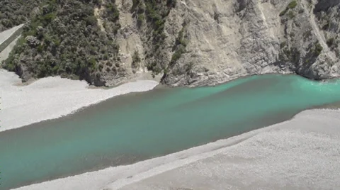 Aerial Shot of a deep blue stream Stock Footage 34251495