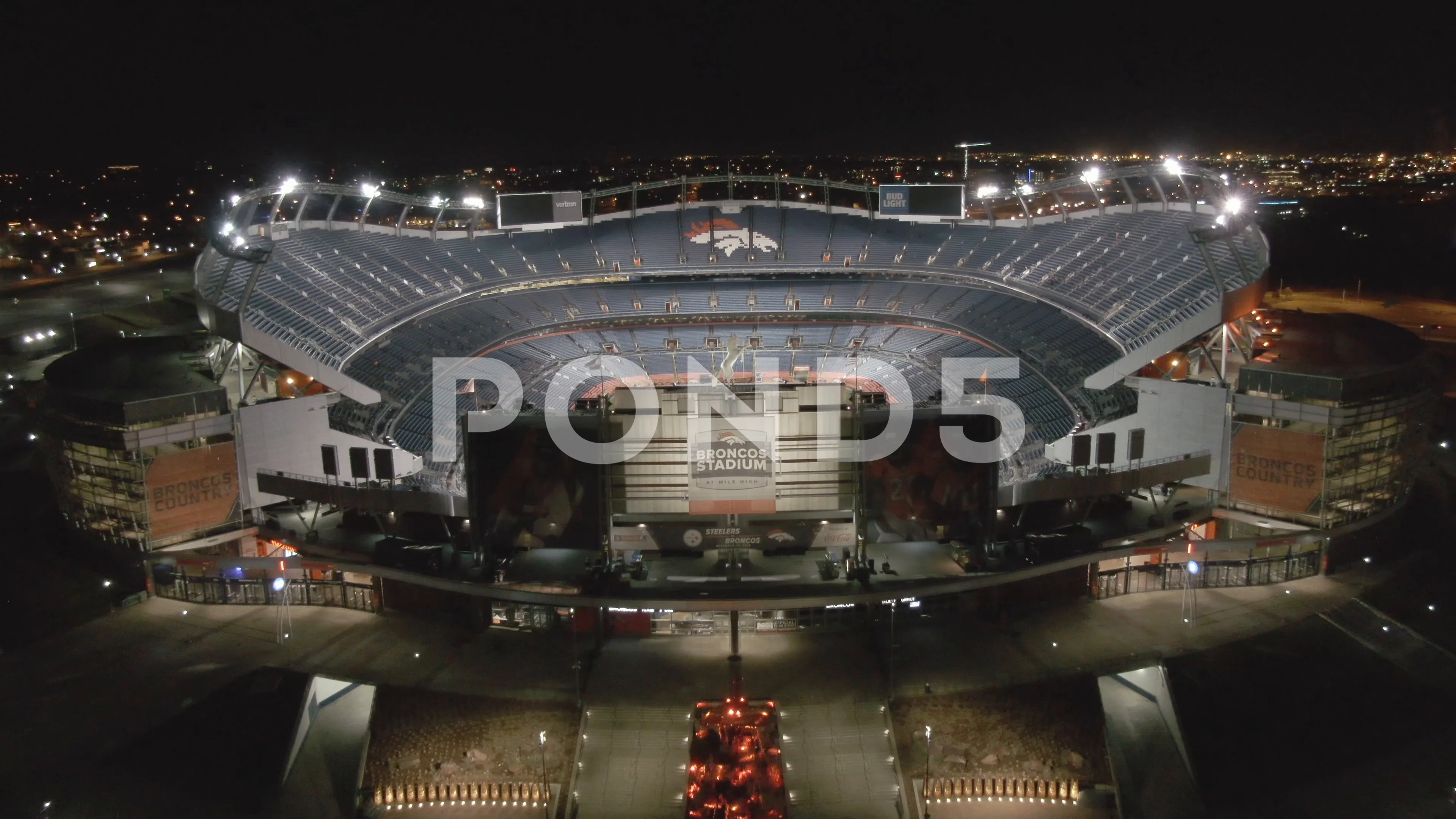 Broncos Horse Empower Field at Mile High Stadium Snow Aerial 