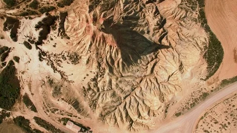 Aerial shot of desert mountain Stock Footage