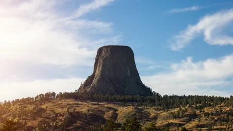 Aerial shot of Devils Tower in Wyoming. Video stock 302662637