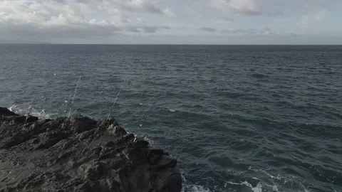 Aerial shot of Dragon's Teeth point in Kapalua Maui Hawaii Stock Footage 133020173