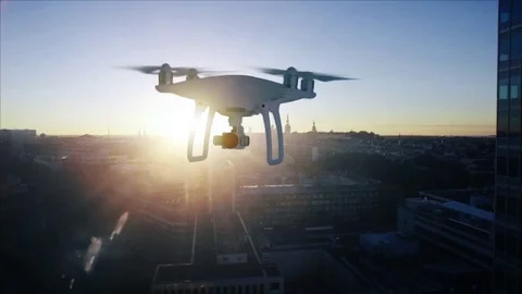 Aerial Shot of a Drone Flying Between Two Skyscrapers.  Stock Footage