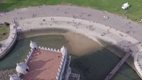 Aerial shot drone view of Belem Tower in Lisbon Portugal rotating around it Stock Footage 85534041