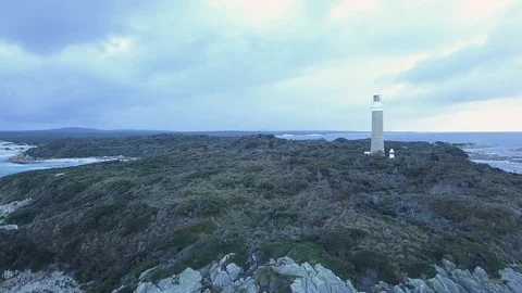 Aerial Shot of Eddystone Point Lighthouse, Bay of Fires, Tasmania Stock Footage 92301912
