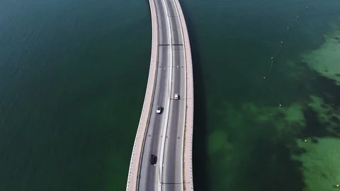 Aerial shot of an empty flyover in Dubai. Stock Footage 135406047
