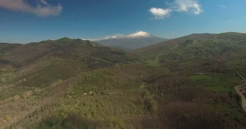Aerial shot of Etna moving backwards Stock Footage 77066513