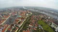 Aerial shot of European city with historic architecture, view from helicopter 4k or 4k+ Resolution