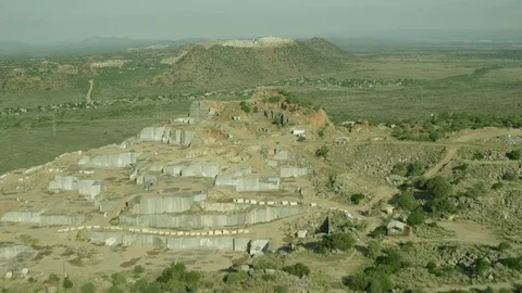 Aerial shot of an excavation Stock Footage 80676016