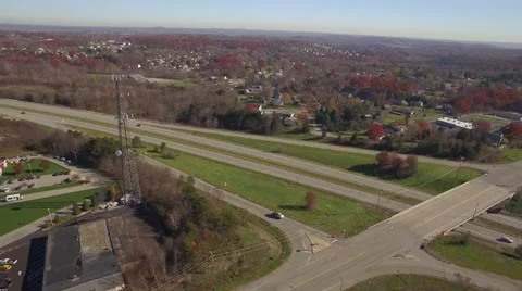 Aerial Shot of Exit on Interstate Stock Footage 58333048