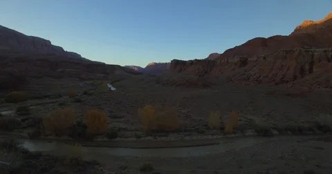 Aerial shot of Fall trees and Arizona hills Vídeo Stock 81042786