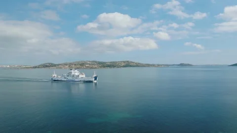 Aerial shot of a ferry Stock Footage 233928979