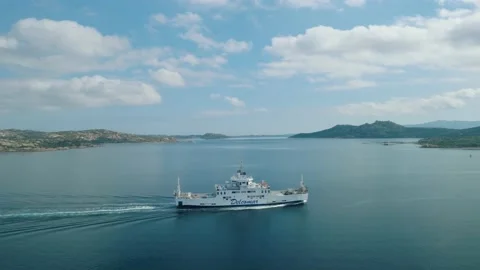 Aerial shot of a ferry Stock Footage 233929188