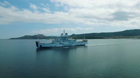 Aerial shot of a ferry Stock Footage 233931398