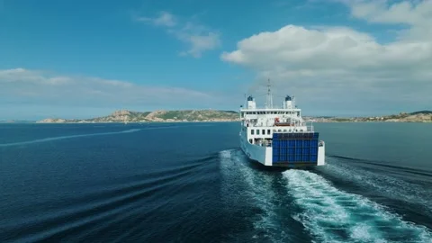 Aerial shot of a ferry Stock Footage 233931665