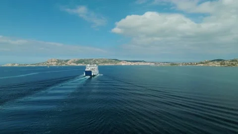 Aerial shot of a ferry Stock Footage 233931736
