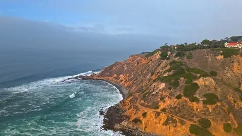 Aerial shot of Flat Point Beach Stock Footage 310600552