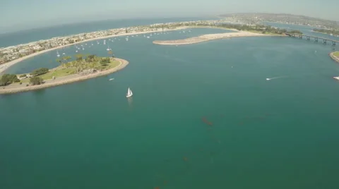 Aerial Shot of Fly In Mariners Basin in Mission Bay Stock Footage 49748988