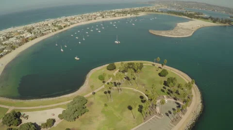 Aerial Shot of Fly Out Mariners Basin in Mission Bay Stock Footage 49748630