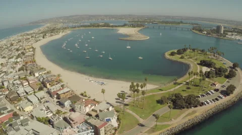 Aerial Shot Flying Out of Mariners Basin in Mission Bay Stock Footage 42333727