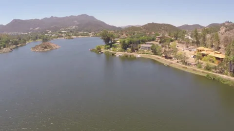 Aerial Shot Flying Over Lake Sherwood Stock Footage 41754344