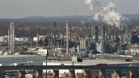 Aerial shot following I278 in Elizabeth, NJ to Goethals Bridge. Shot in 2011. Stock Footage 59182536