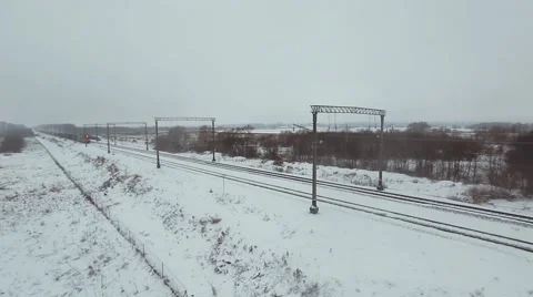 Aerial shot freight train with many wagons Stock Footage 58635459