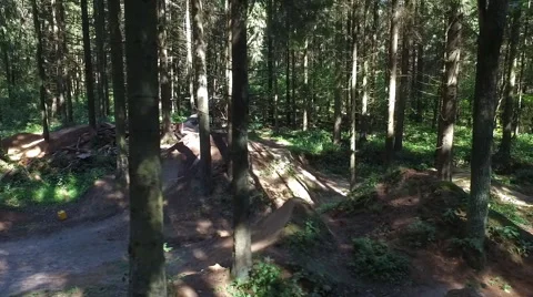 Aerial shot front view MTB BMX dirt jump Stock Footage 67504557