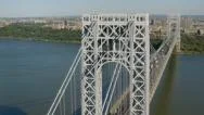 Aerial Shot Of George Washington Bridge, New York City Stock Footage