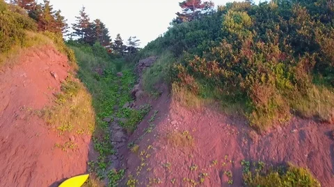 Aerial Shot Gold Coastline in Northumberland Strait, Nova Scotia Stock Footage
